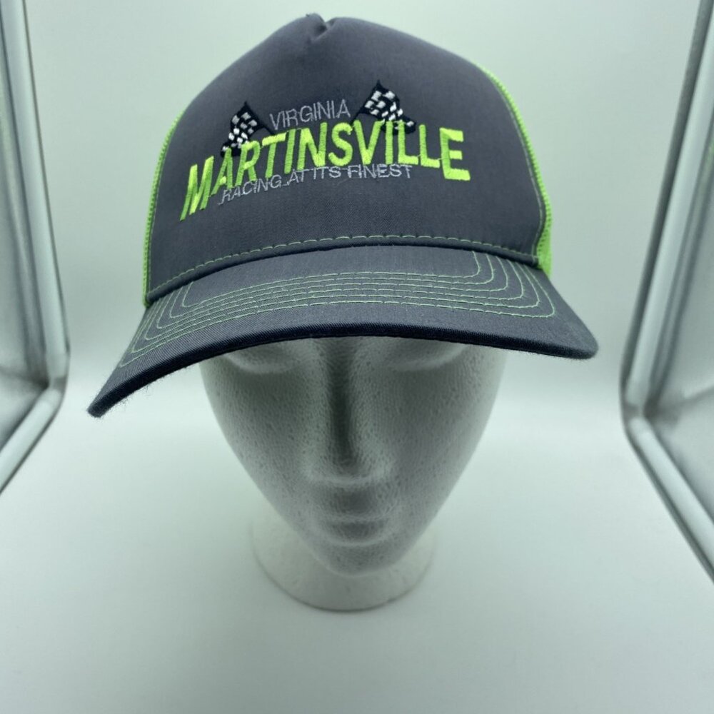 Gray Green Martinsville Cap Trucker Hat Snap-back Mesh-back VA